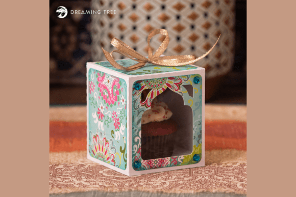 Fancy Cupcake Treat Box 3D SVG for Birthday Branding