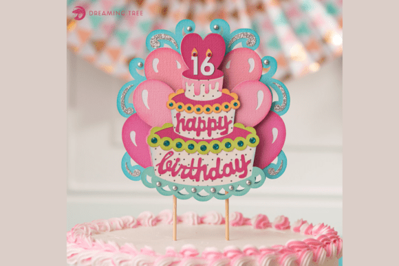 Happy Birthday Cake Topper 3D SVG for Birthday Branding Projects