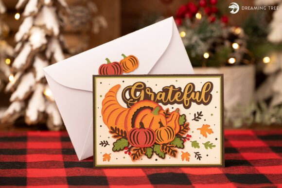 Heartfelt Harvest Card SVG: A 3D Thanksgiving Design for Seasonal Content