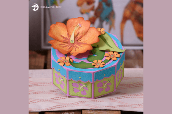 Hibiscus Gift Treat Box 3D SVG: A Tropical Touch for Creative Design Projects