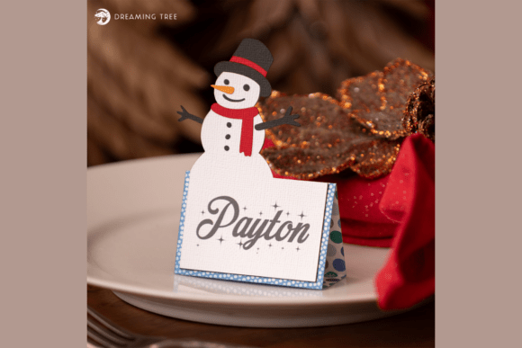 Snowman Placement Card 3D SVG for Winter Holiday Designs