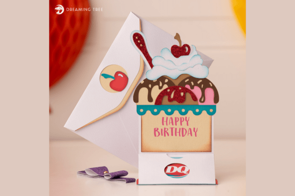 Sundae Gift Card Holder 3D SVG for Greeting Cards & Marketing Visuals