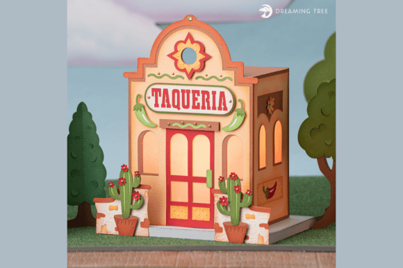 Taqueria 3D SVG: Festive Centerpiece Design for Brand Packaging