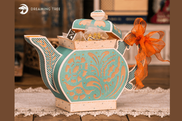 Tea Pot Luminary Gift Box SVG: A 3D SVG Centerpiece for Whimsical Web Design