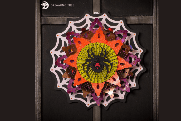 Widow’s Web Wreath 3D SVG for Halloween Content Design